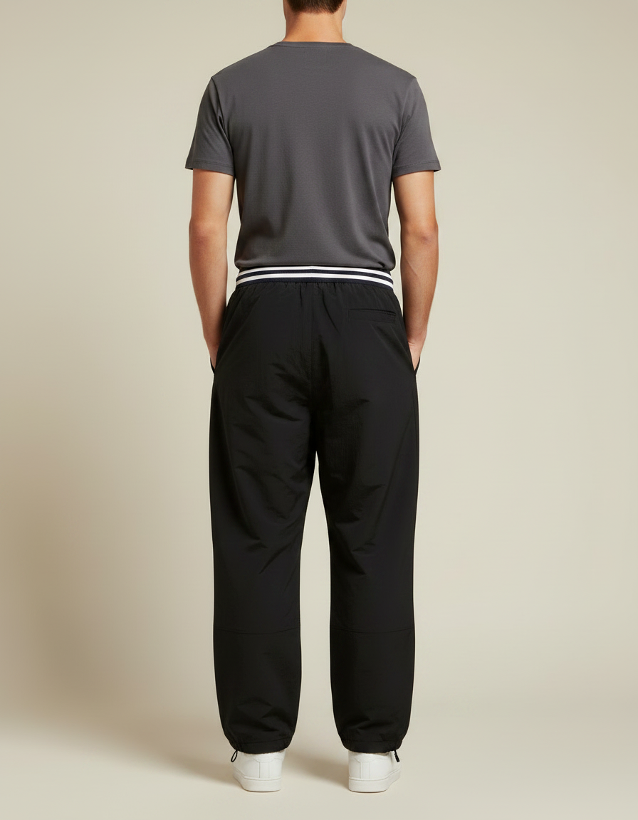 Pantalon Parachute Noir Ample Sport Homme USA - Polyester - vue 2