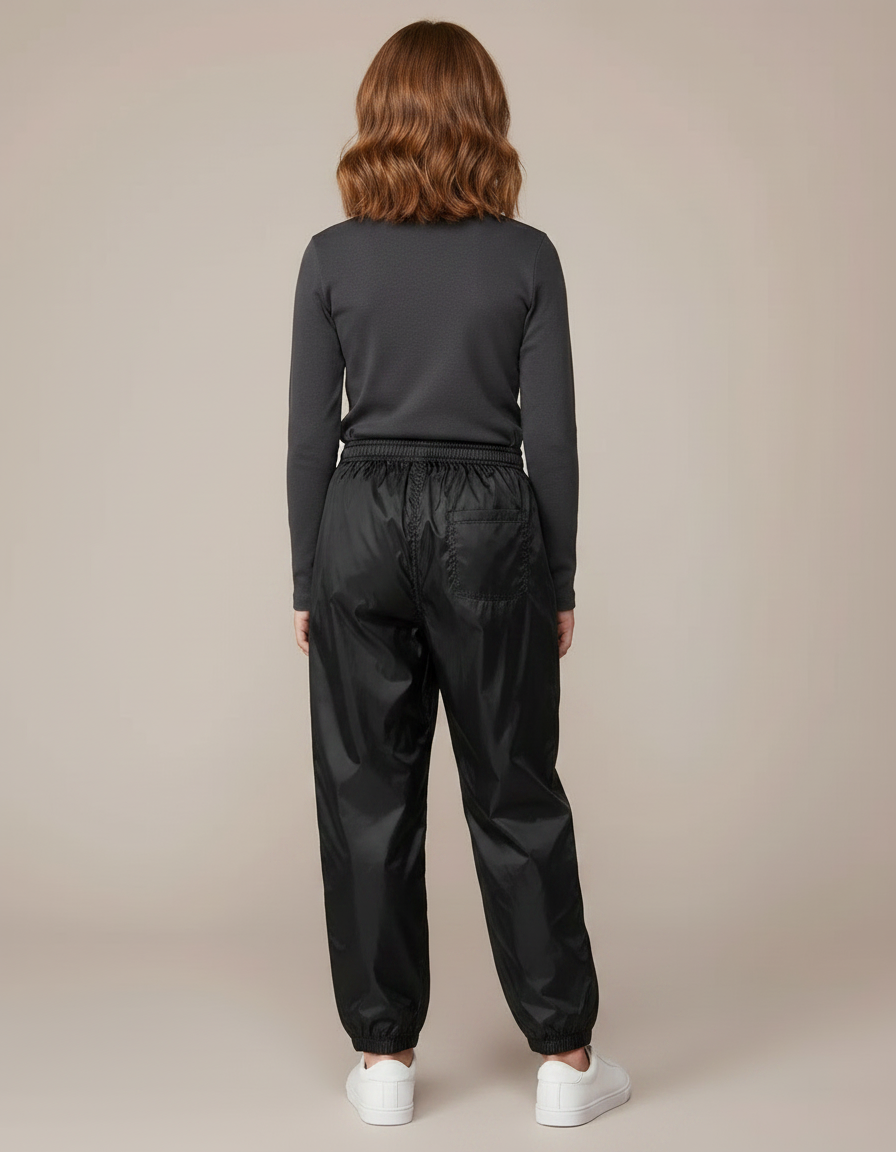 Pantalon Parachute Noir Coupe Ample Imperméable Unisexe - Polyester - vue 2
