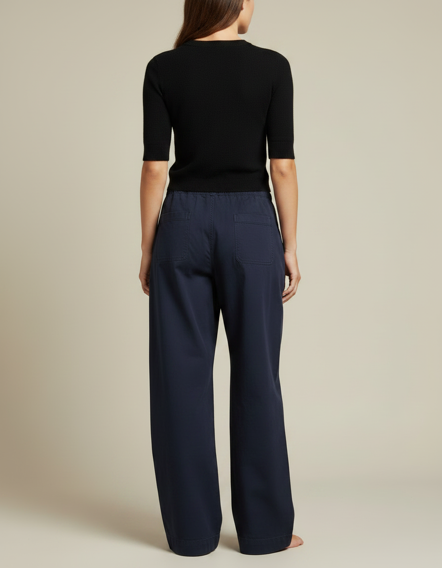 Pantalon Parachute Femme Bleu Marine Baggy - Toile - vue 2