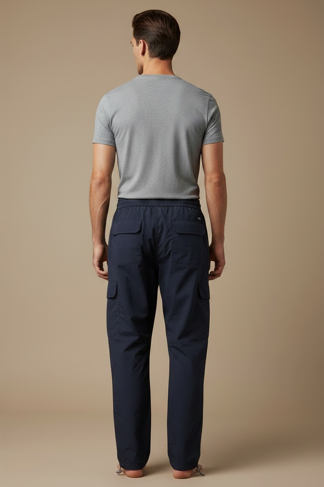 Pantalon Parachute Bleu Marine Cargo Léger Sportif Homme - Polyester - vue 2