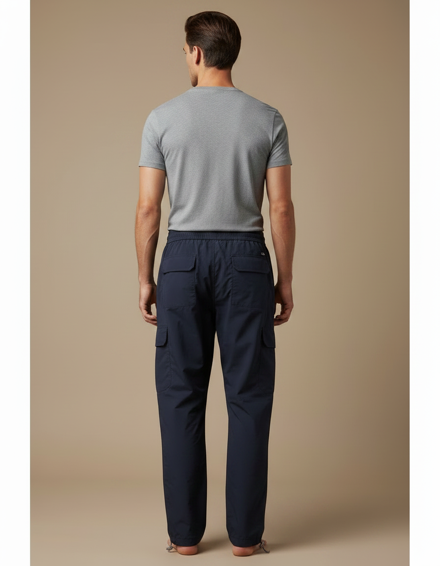 Pantalon Parachute Bleu Marine Cargo Léger Sportif Homme - Polyester - vue 2