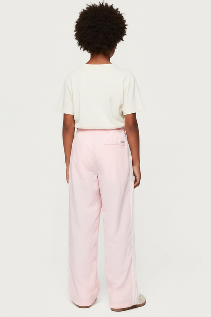 Pantalon Parachute Rose Ample Rayures Blanches Enfant - Polyester - vue 2
