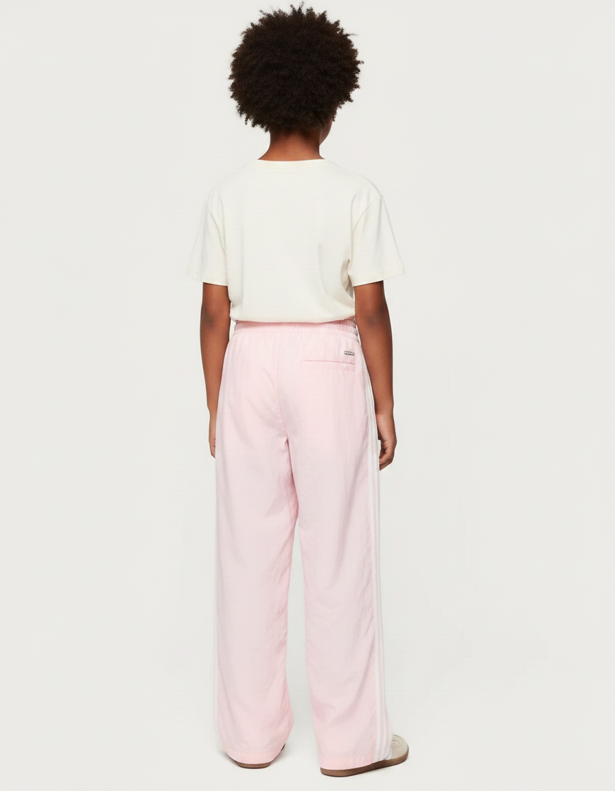 Pantalon Parachute Rose Ample Rayures Blanches Enfant - Polyester - vue 2