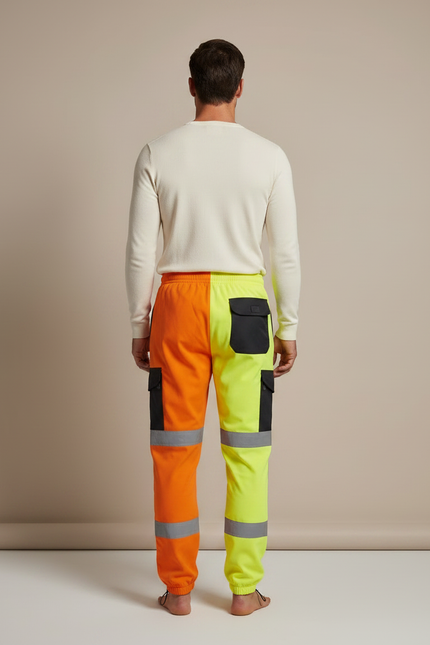 Pantalon Parachute Bicolore Réfléchissant Cargo Fluorescent Homme - Multicolore Polyester - vue 2