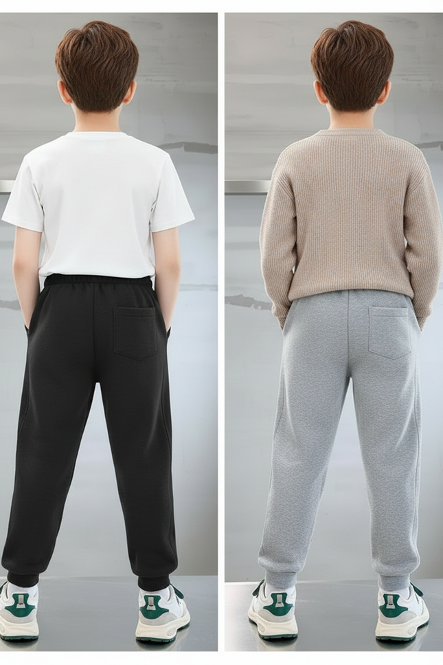 Pantalon Parachute Molleton Imprimé Garçon Sport Décontracté - Noir - vue 2