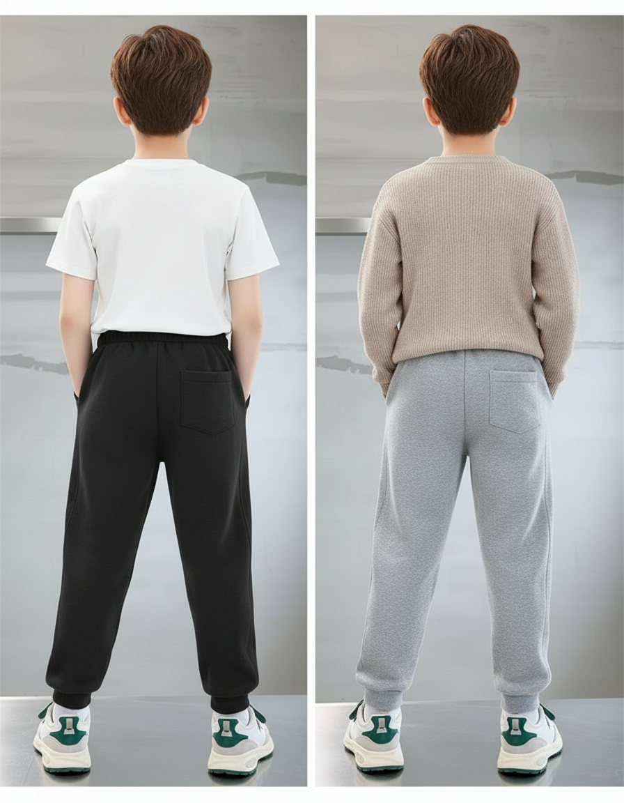 Pantalon Parachute Molleton Imprimé Garçon Sport Décontracté - Noir - vue 2