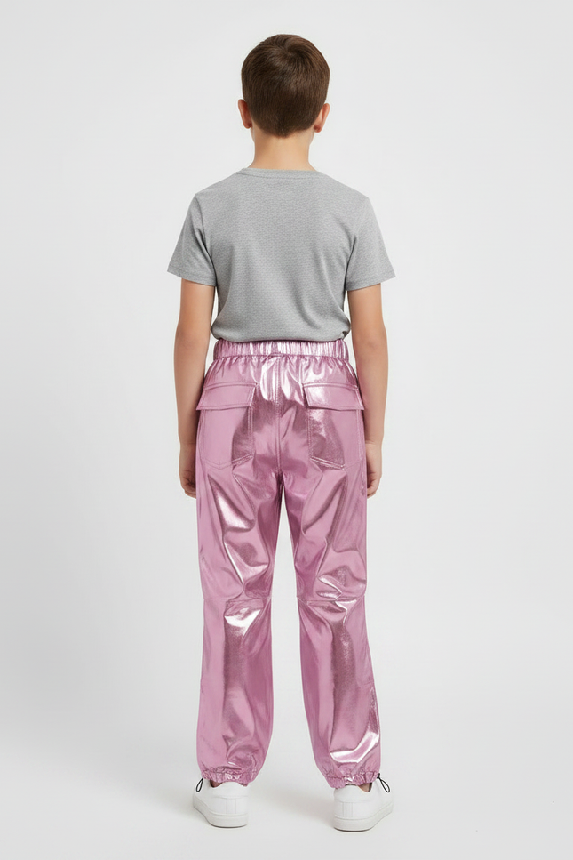 Pantalon Parachute Garçon Resserré Aux Chevilles Nylon - Rose Polyester - vue 2