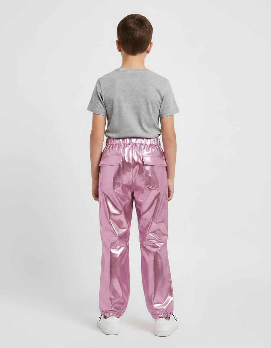 Pantalon Parachute Garçon Resserré Aux Chevilles Nylon - Rose Polyester - vue 2
