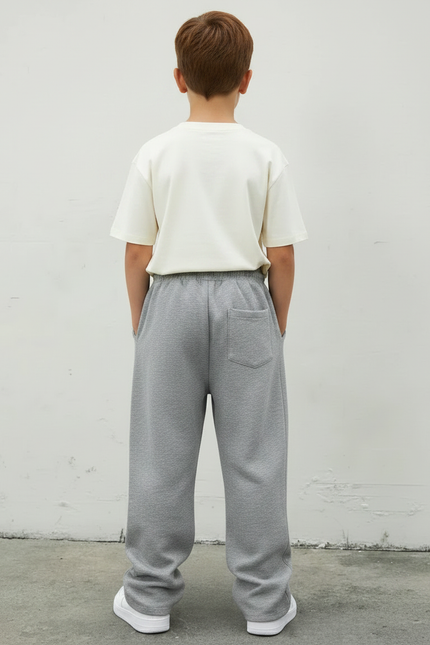 Pantalon Parachute Gris Imprimé Streetwear Garçon Ample - Molleton - vue 2
