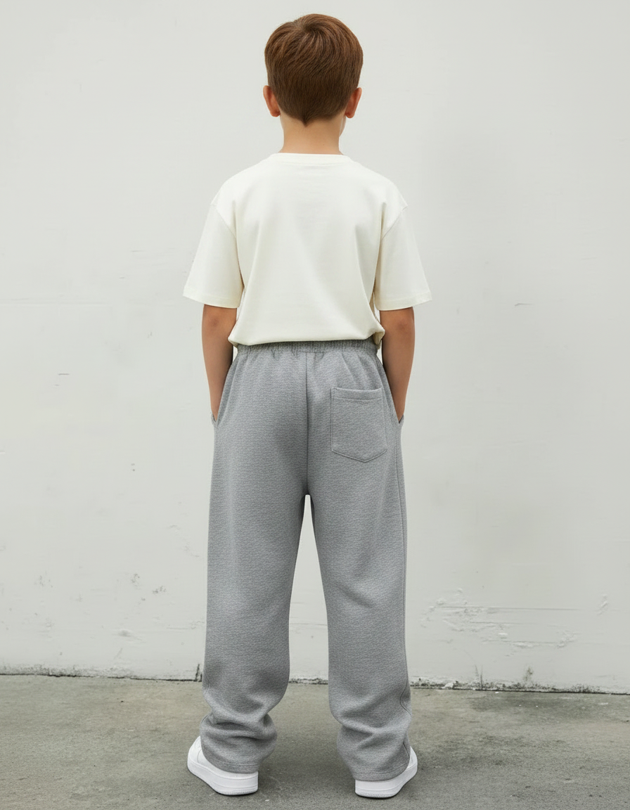 Pantalon Parachute Gris Imprimé Streetwear Garçon Ample - Molleton - vue 2