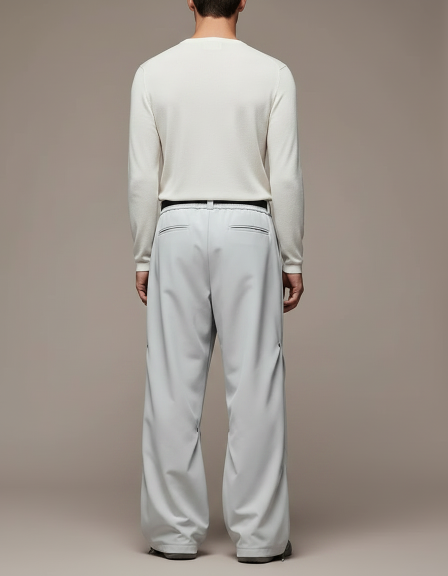 Pantalon Parachute Gris Ample Décontracté Ceinture Homme - Polyester - vue 2