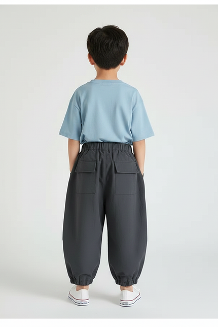 Pantalon Parachute Gris Ample Cargo Garçon Coton - Polyester - vue 2