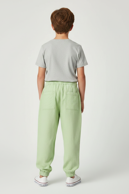 Pantalon Parachute Vert Lin Ample Enfant Sportswear - vue 2