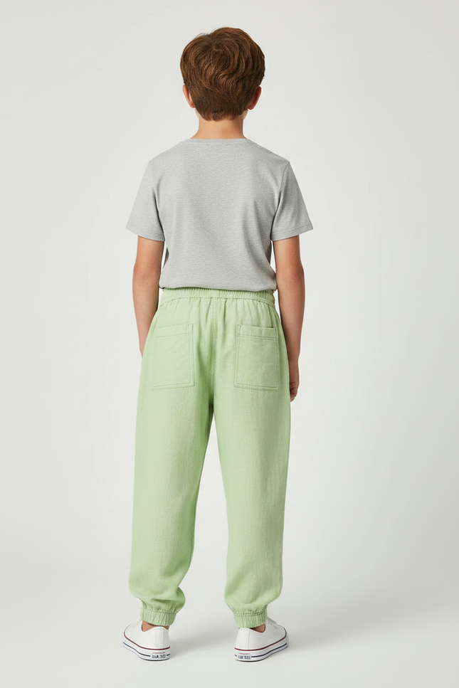 Pantalon Parachute Vert Lin Ample Enfant Sportswear - vue 2