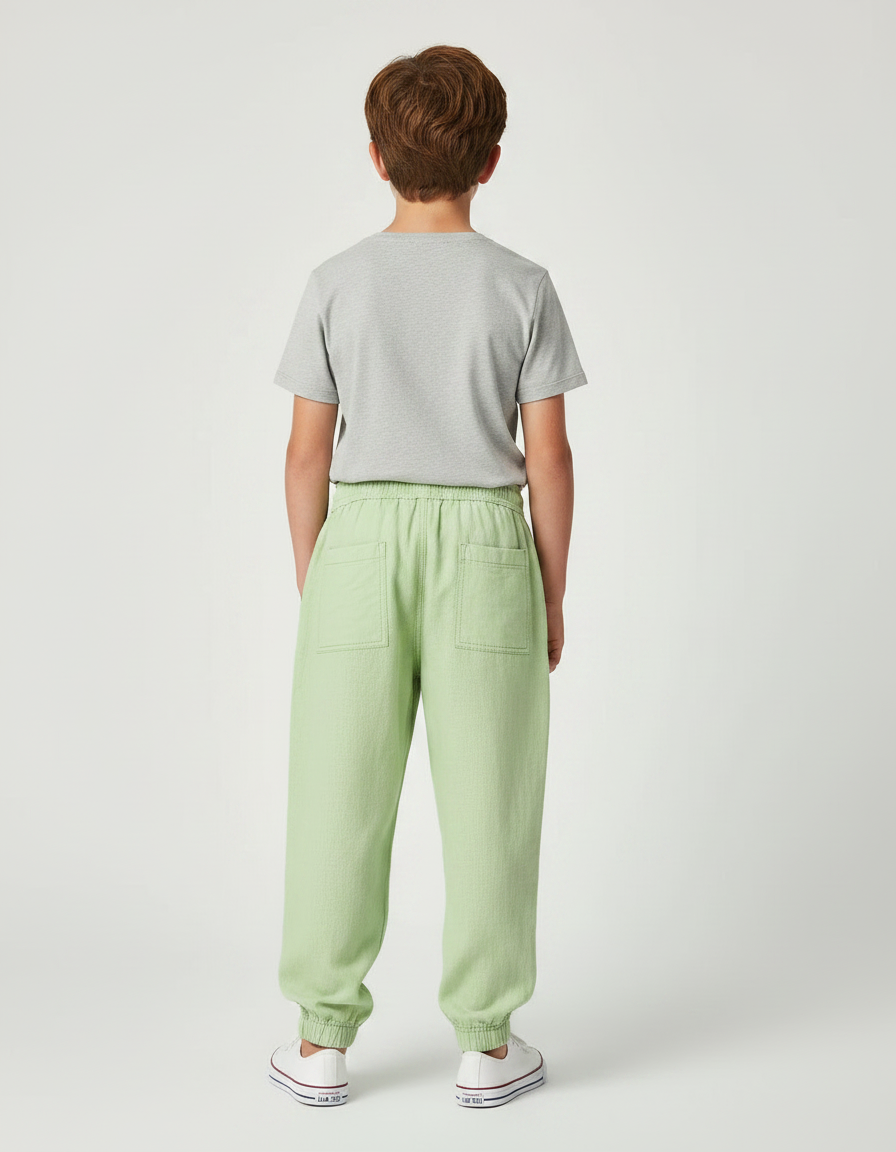 Pantalon Parachute Vert Lin Ample Enfant Sportswear - vue 2