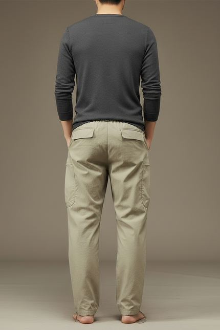Pantalon Parachute Kaki Cargo Décontracté Cordon Homme - Polyester - vue 2