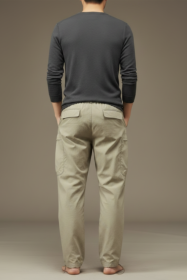 Pantalon Parachute Kaki Cargo Décontracté Cordon Homme - Polyester - vue 2