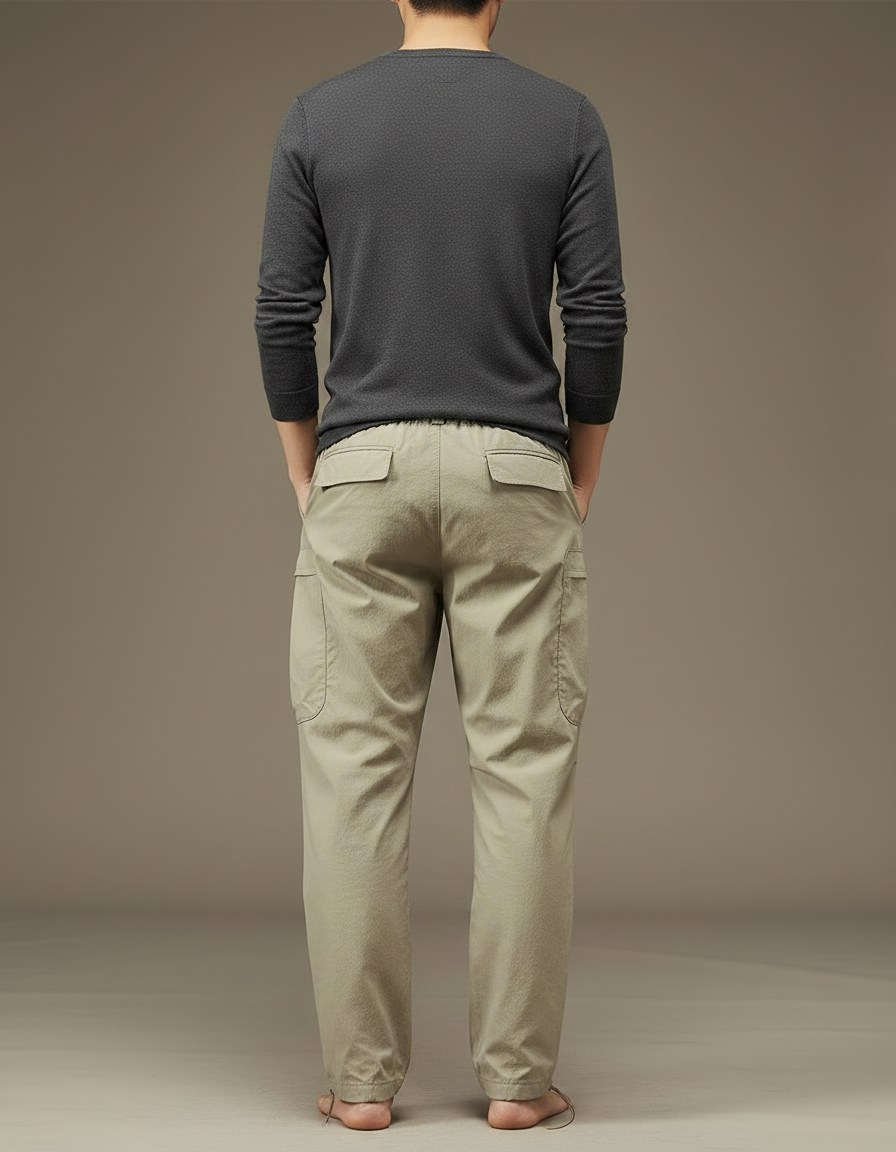 Pantalon Parachute Kaki Cargo Décontracté Cordon Homme - Polyester - vue 2