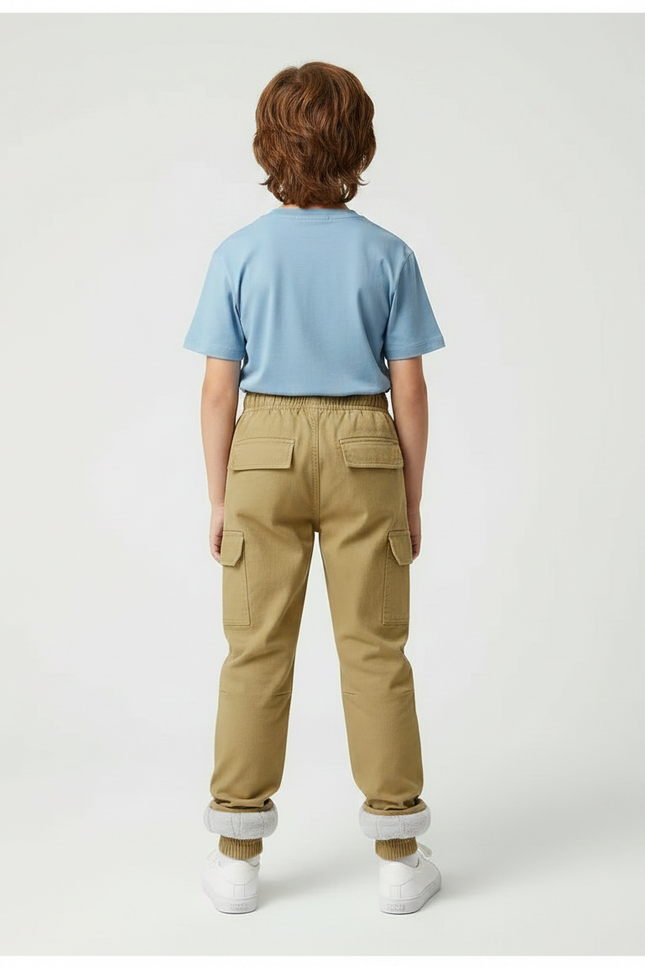 Pantalon Parachute Kaki Cargo Ample Enfant Doublé - Coton - vue 2