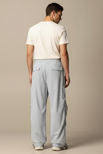 Pantalon Parachute Gris Ample Décontracté Homme Léger - Bleu Polyester - vue 2