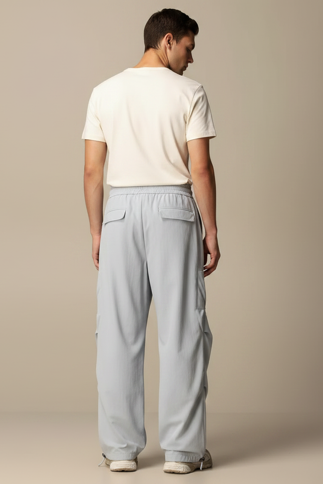 Pantalon Parachute Gris Ample Décontracté Homme Léger - Bleu Polyester - vue 2