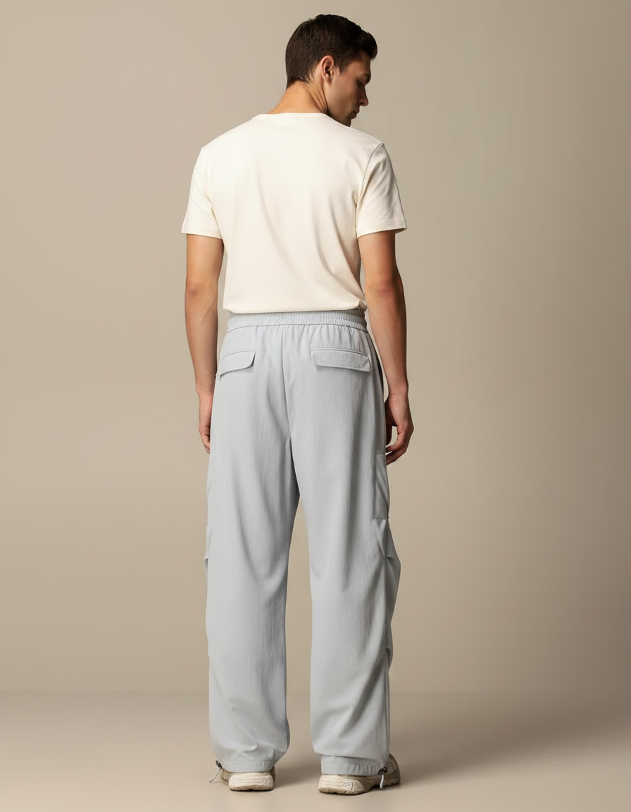 Pantalon Parachute Gris Ample Décontracté Homme Léger - Bleu Polyester - vue 2