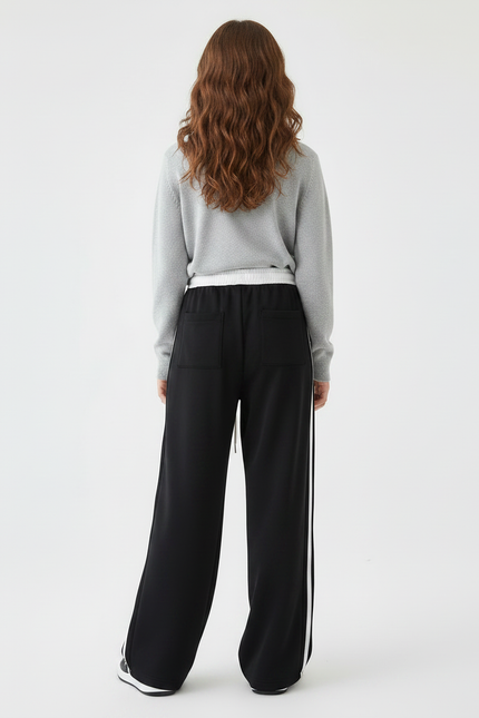 Pantalon Parachute Fille Noir Resserré Aux Chevilles - Molleton - vue 2