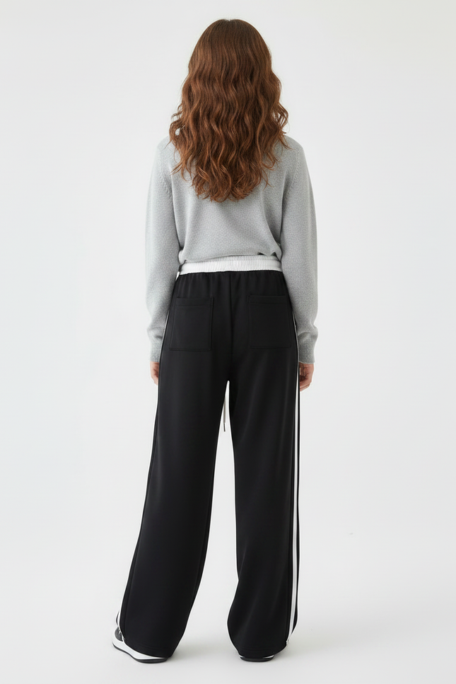 Pantalon Parachute Fille Noir Resserré Aux Chevilles - Molleton - vue 2