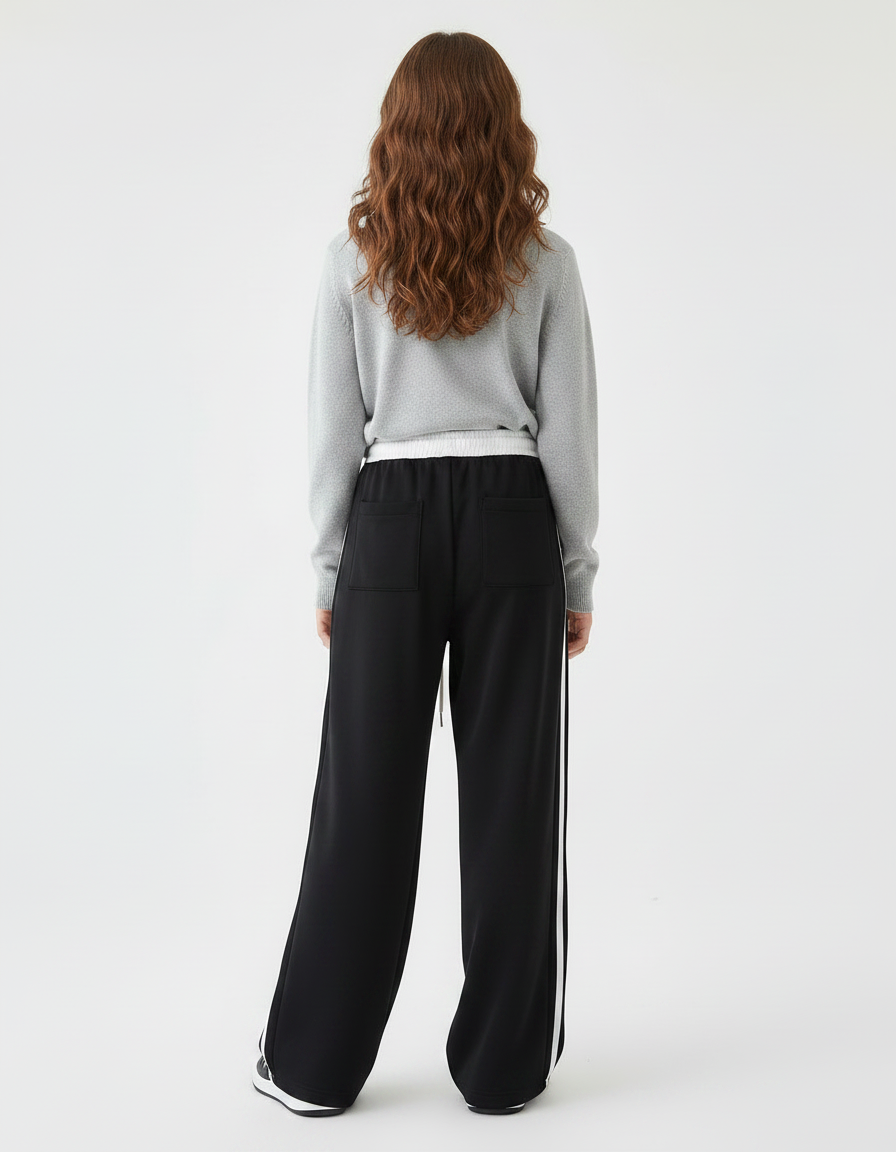 Pantalon Parachute Fille Noir Resserré Aux Chevilles - Molleton - vue 2