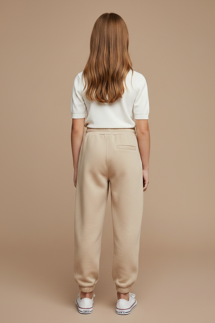 Pantalon Parachute Beige Ample Molleton Décontracté Enfant - vue 2