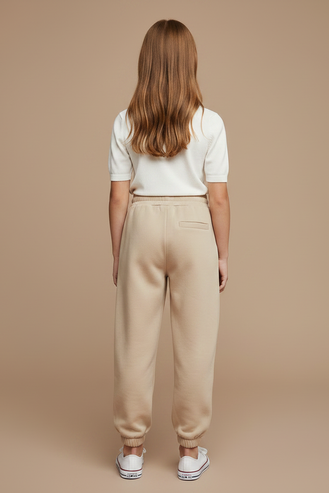 Pantalon Parachute Beige Ample Molleton Décontracté Enfant - vue 2