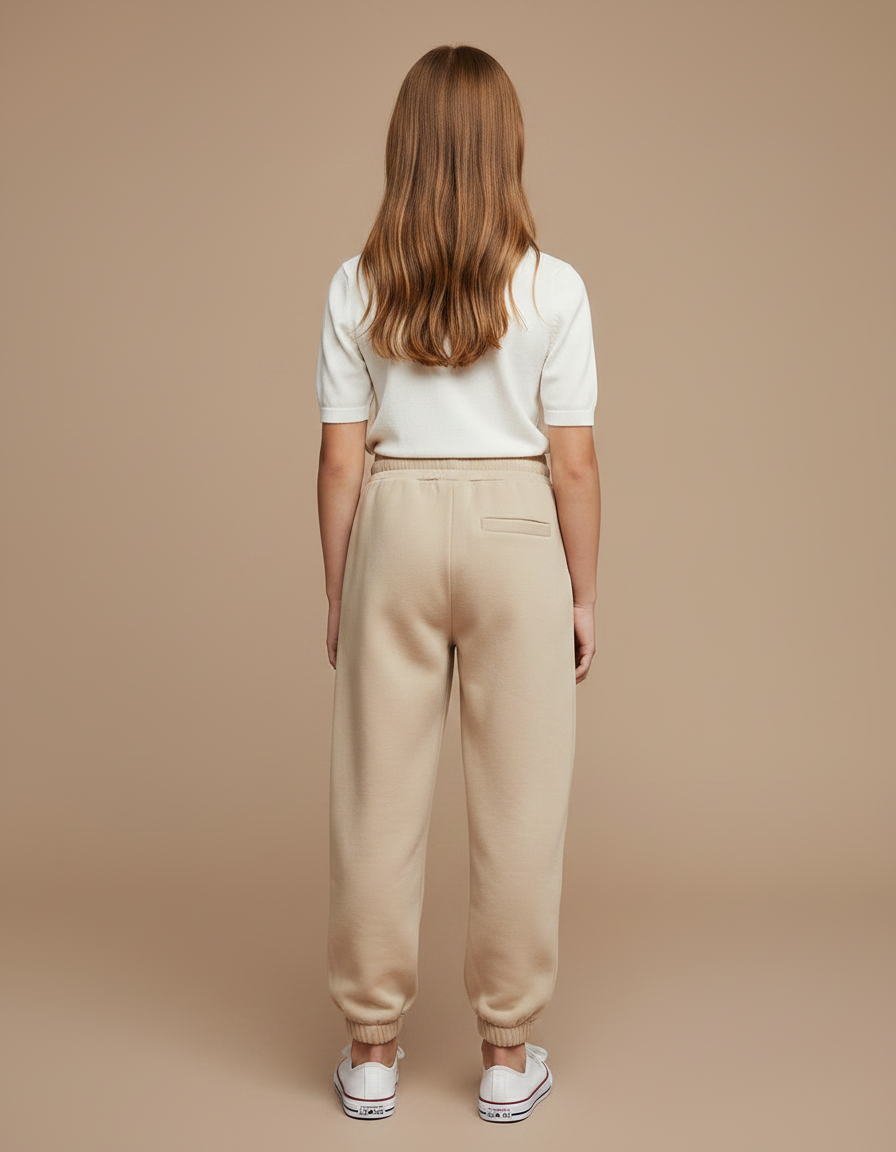 Pantalon Parachute Beige Ample Molleton Décontracté Enfant - vue 2