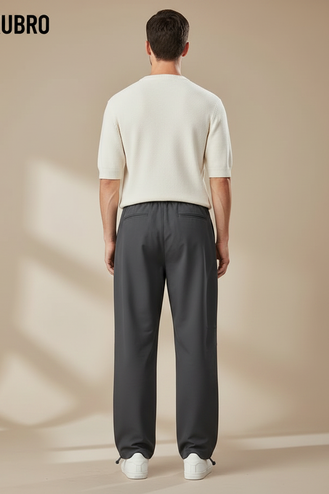 Pantalon Parachute Gris Ample Coton Décontracté Cordon - vue 2