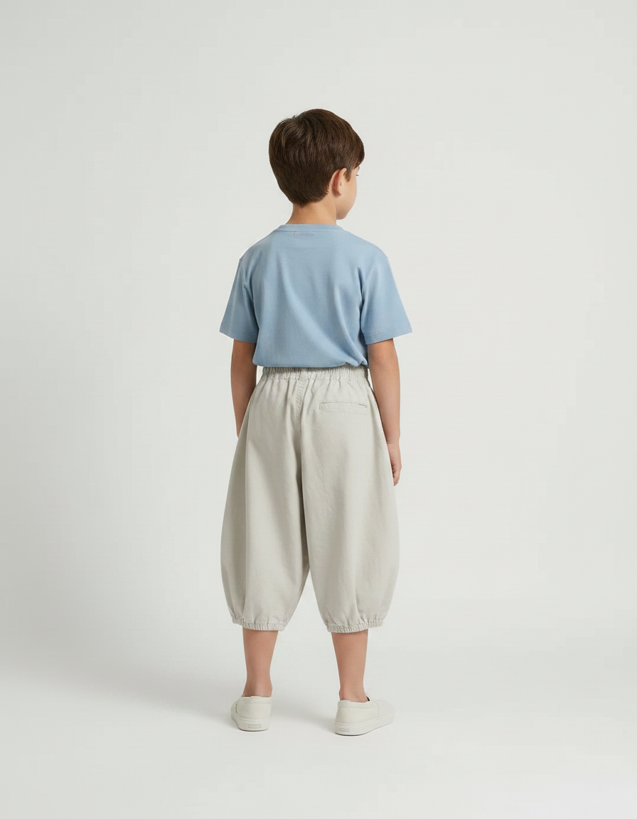 Pantalon Parachute Beige Ample Garçon Décontracté Coton - vue 2