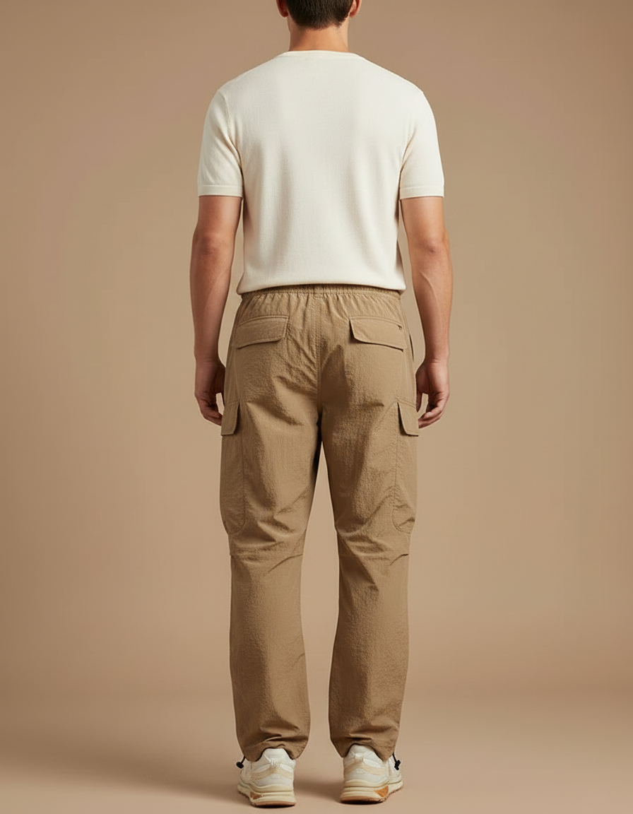 Pantalon Parachute Kaki Cargo Décontracté Homme Léger - Polyester - vue 2