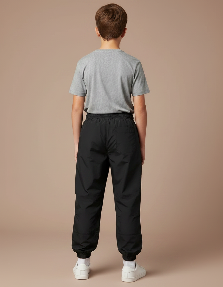Pantalon Parachute Noir Ample Décontracté Unisexe - Polyester - vue 2