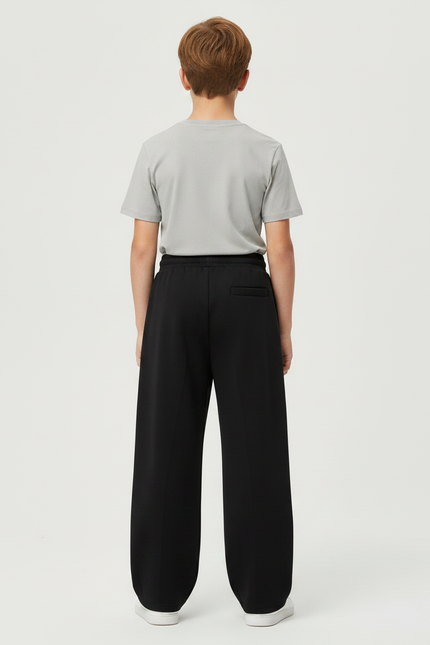 Pantalon Parachute Noir Ample Cordon Garçon - Molleton - vue 2
