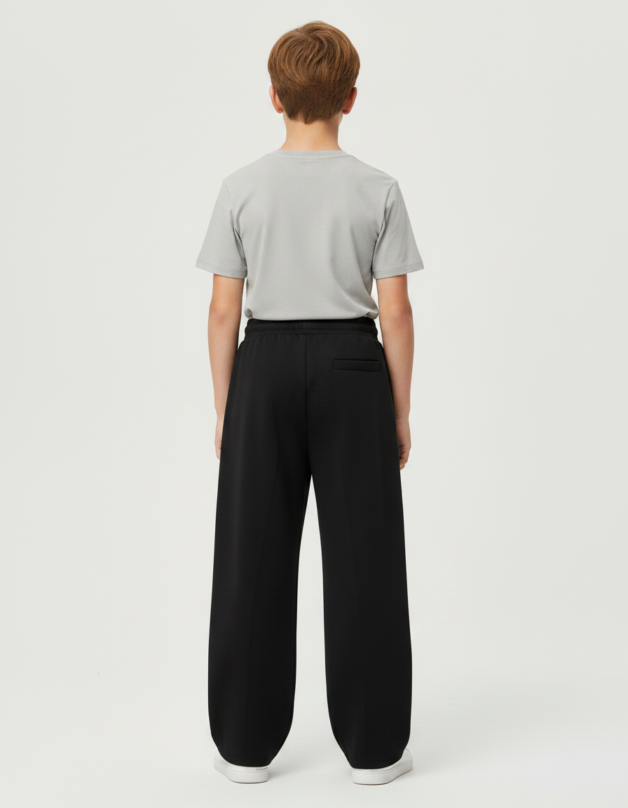 Pantalon Parachute Noir Ample Cordon Garçon - Molleton - vue 2