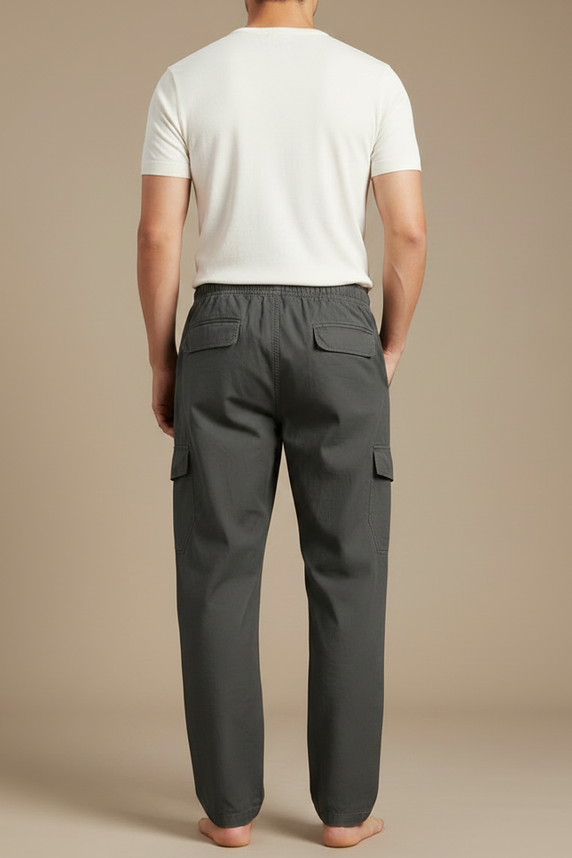 Pantalon Parachute Homme Gris Resserré Aux Chevilles Toile - Coton - vue 2