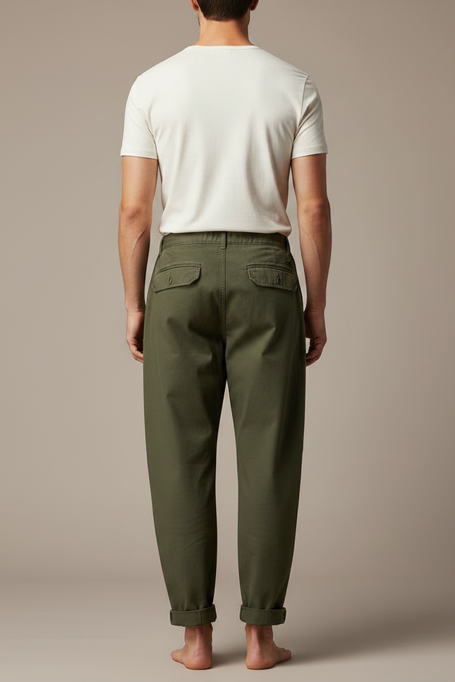 Pantalon Parachute Vert Armée Ample Coton Cargo Homme - Kaki - vue 2