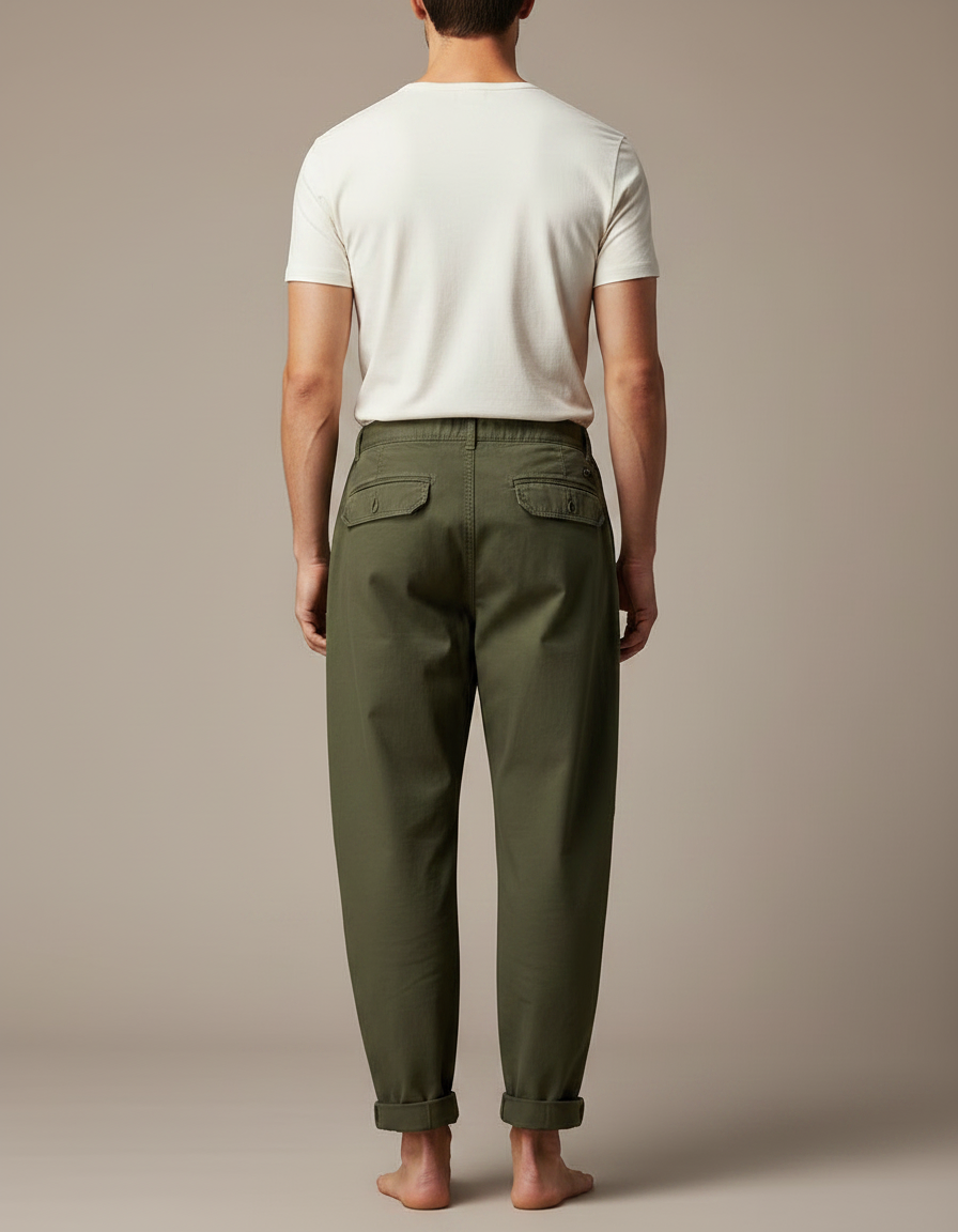 Pantalon Parachute Vert Armée Ample Coton Cargo Homme - Kaki - vue 2