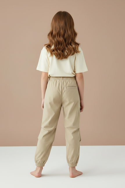 Pantalon Parachute Beige Ample Enfant Décontracté Fluide - Polyester - vue 2