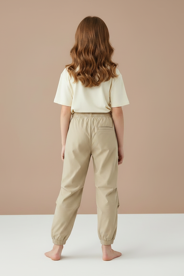 Pantalon Parachute Beige Ample Enfant Décontracté Fluide - Polyester - vue 2