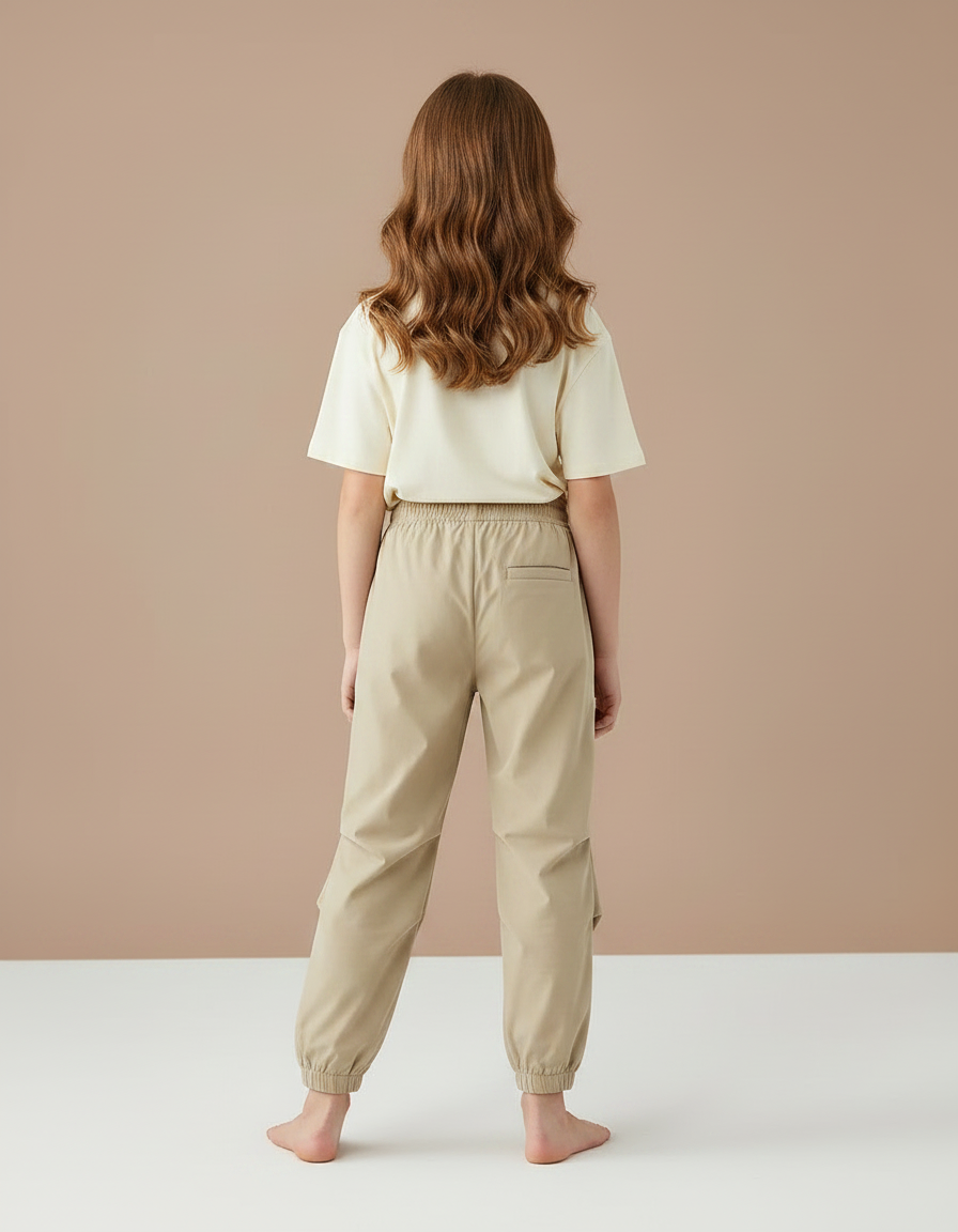Pantalon Parachute Beige Ample Enfant Décontracté Fluide - Polyester - vue 2