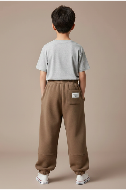 Pantalon Parachute Marron Molleton Ample Enfant Décontracté Cordon - vue 2