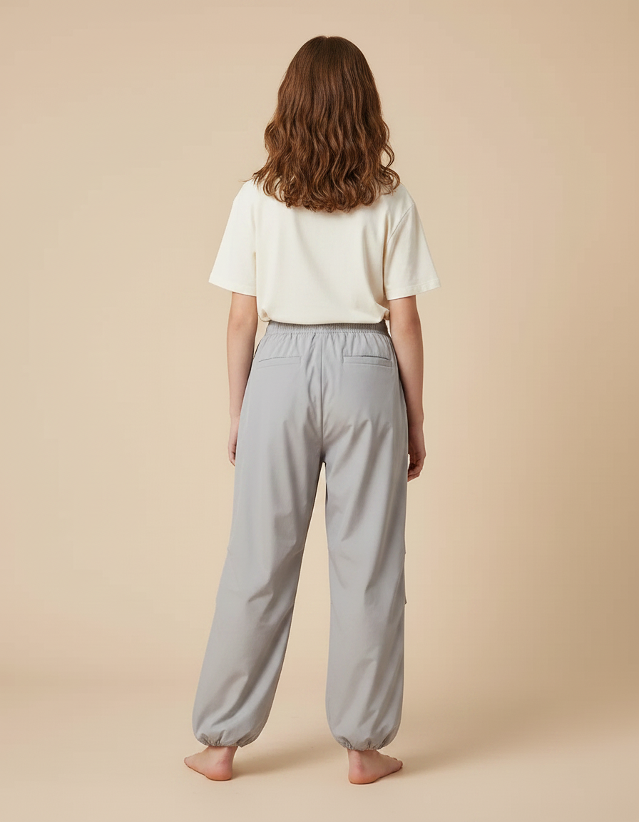 Pantalon Parachute Gris Ample Léger Décontracté - Polyester - vue 2