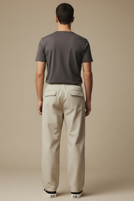 Pantalon Parachute Beige Ample Décontracté Homme Léger - Toile - vue 2