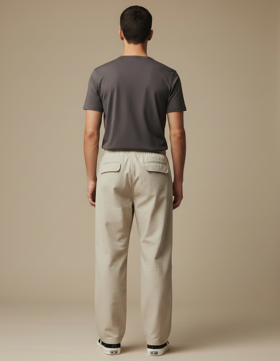 Pantalon Parachute Beige Ample Décontracté Homme Léger - Toile - vue 2