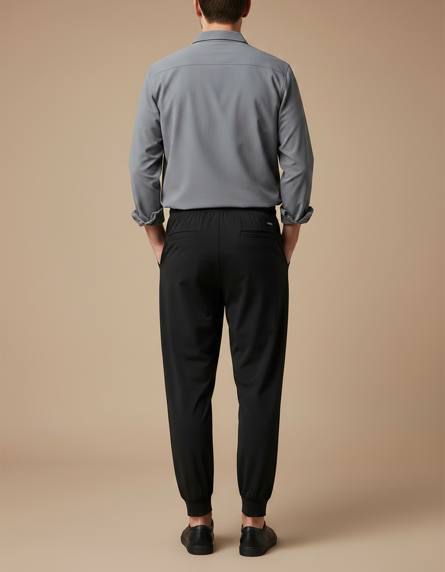Pantalon Parachute Homme Noir Resserré Aux Chevilles Nylon Techwear 2 - Polyester - vue 2