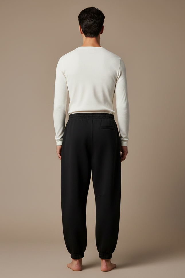 Pantalon Parachute Noir Ample Brodé Homme - Molleton - vue 2